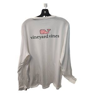 Vineyard Vines White Tee Pink Whale Long Sleeve Men's Size XL